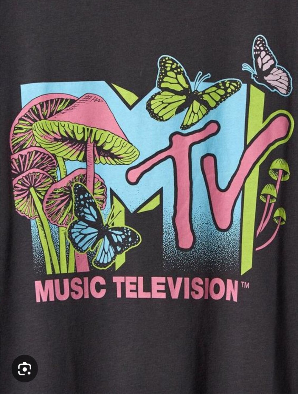 MTV Black Tee with Pink, Blue & Lime Graphic By Torrid